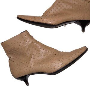 Vintage Helmut Lang Beige Perforated Bootie Heels